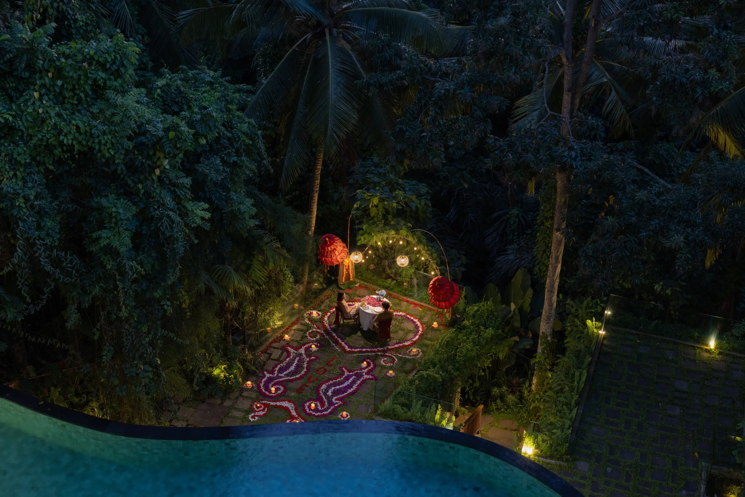 Romantic Dinner by the edge of river Elys Kitchen Ubud